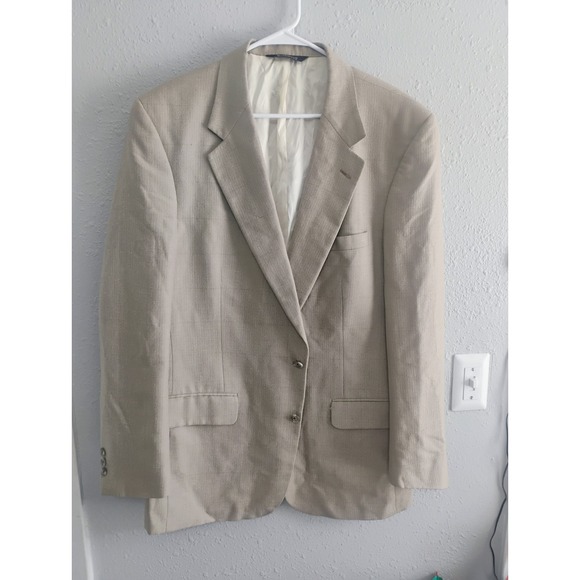 Vintage 90s Burberry 44R  Blazer Mens Tan Jacket Made In USA - Picture 1 of 10
